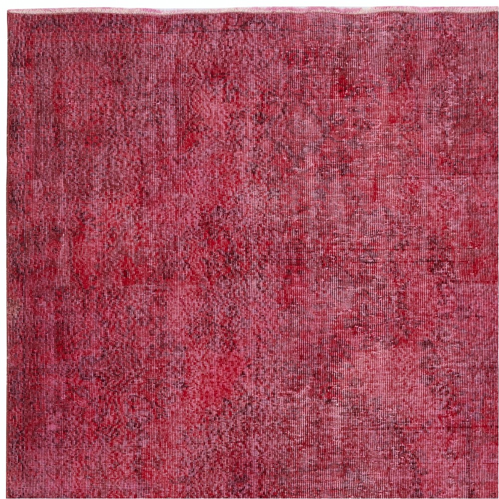 Red Overdyed Handmade Wool Rug. Vintage Turkish Area Rug for Living Room Red Overdyed Handmade Wool Rug. Vintage Turkish Area Rug for Living Room