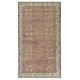 Vintage Handmade Turkish Red Wool Area Rug with Floral Pattern for Living Room