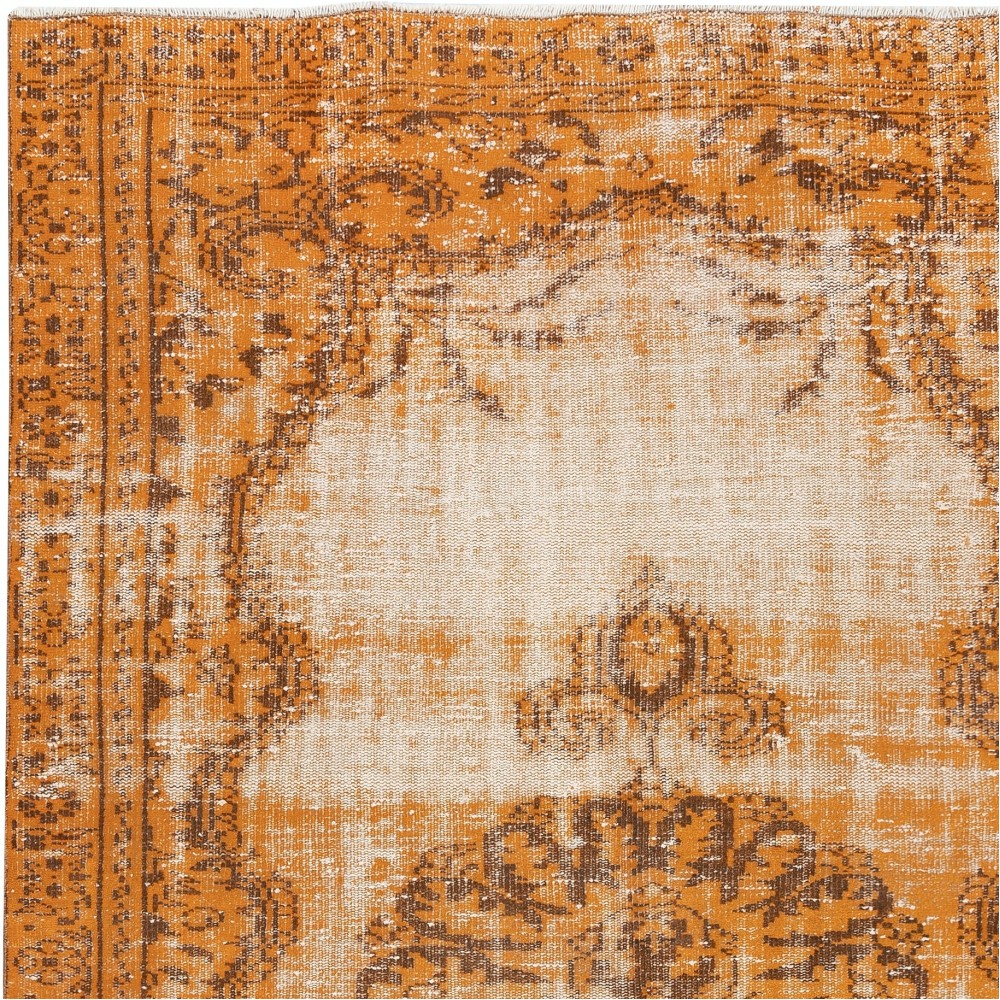 Vintage Orange Wool Area Rug. Handmade Turkish Rug for Contemporary Spaces Vintage Orange Wool Area Rug. Handmade Turkish Rug for Contemporary Spaces