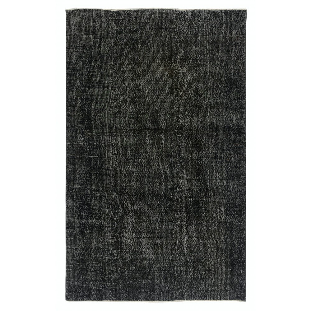 Plain Black Overdyed Area Rug, Handknotted and Handwoven in Turkey Plain Black Overdyed Area Rug, Handknotted and Handwoven in Turkey