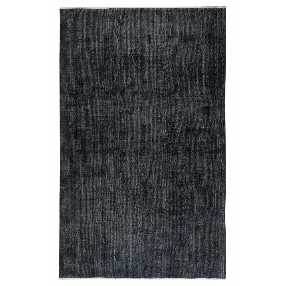 Plain Black Overdyed Area Rug, Handknotted and Handwoven in Turkey Plain Black Overdyed Area Rug, Handknotted and Handwoven in Turkey
