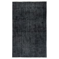 Plain Black Overdyed Area Rug, Handknotted and Handwoven in Turkey