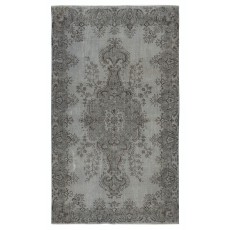 Gray Vintage Turkish Wool Rug. Overdyed Handmade Carpet for Living Room, Bedroom, or Entryway