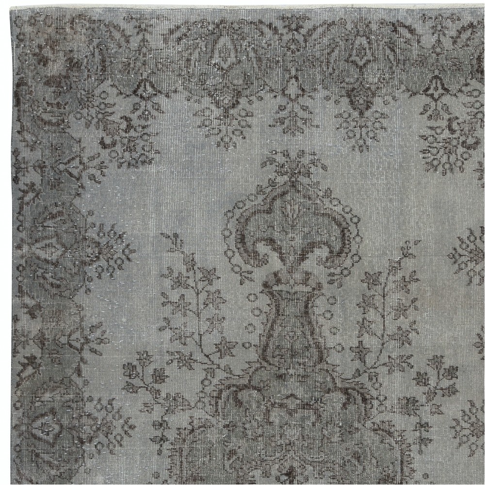 Gray Vintage Turkish Wool Rug. Overdyed Handmade Carpet for Living Room, Bedroom, or Entryway Gray Vintage Turkish Wool Rug. Overdyed Handmade Carpet for Living Room, Bedroom, or Entryway