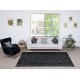 Vintage Handmade Wool Rug. Black Turkish Area Rug for Modern Home and office