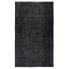Vintage Handmade Wool Rug. Black Turkish Area Rug for Modern Home and office