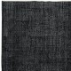 Vintage Handmade Wool Rug. Black Turkish Area Rug for Modern Home and office