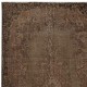 Vintage Wool Area Rug Overdyed in Brown for Modern Interiors. Hand-knotted in Turkey