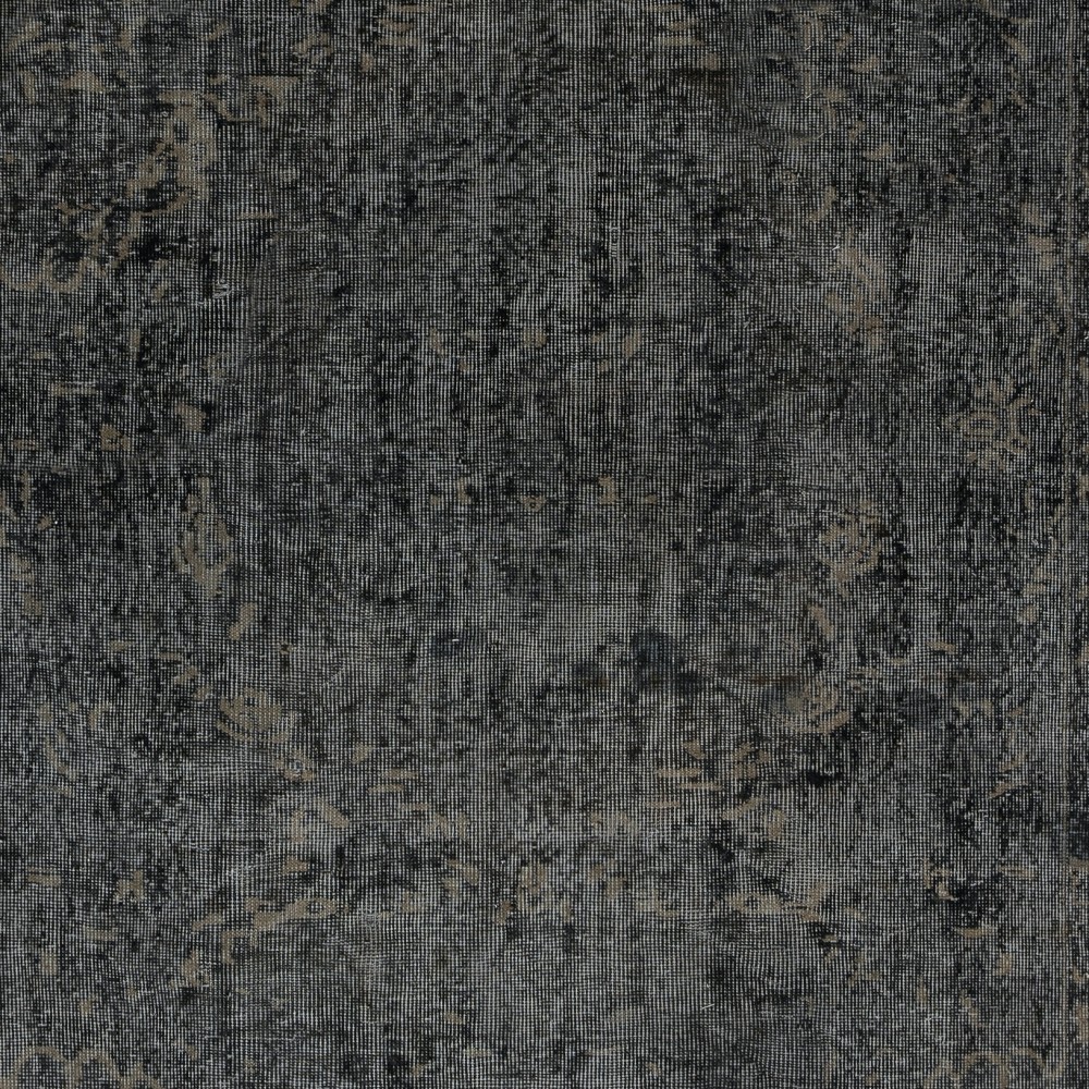 Vintage Wool Area Rug Overdyed in Black for Modern Interiors. Handmade in Turkey
