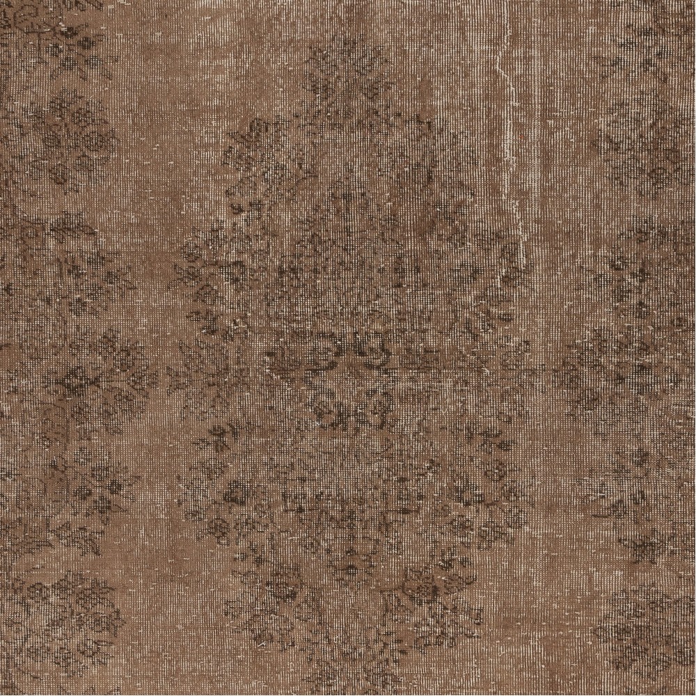 Hand-knotted Vintage Turkish Wool Area Rug Overdyed in Brown for Modern Interiors