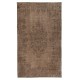 Hand-knotted Vintage Turkish Wool Area Rug Overdyed in Brown for Modern Interiors