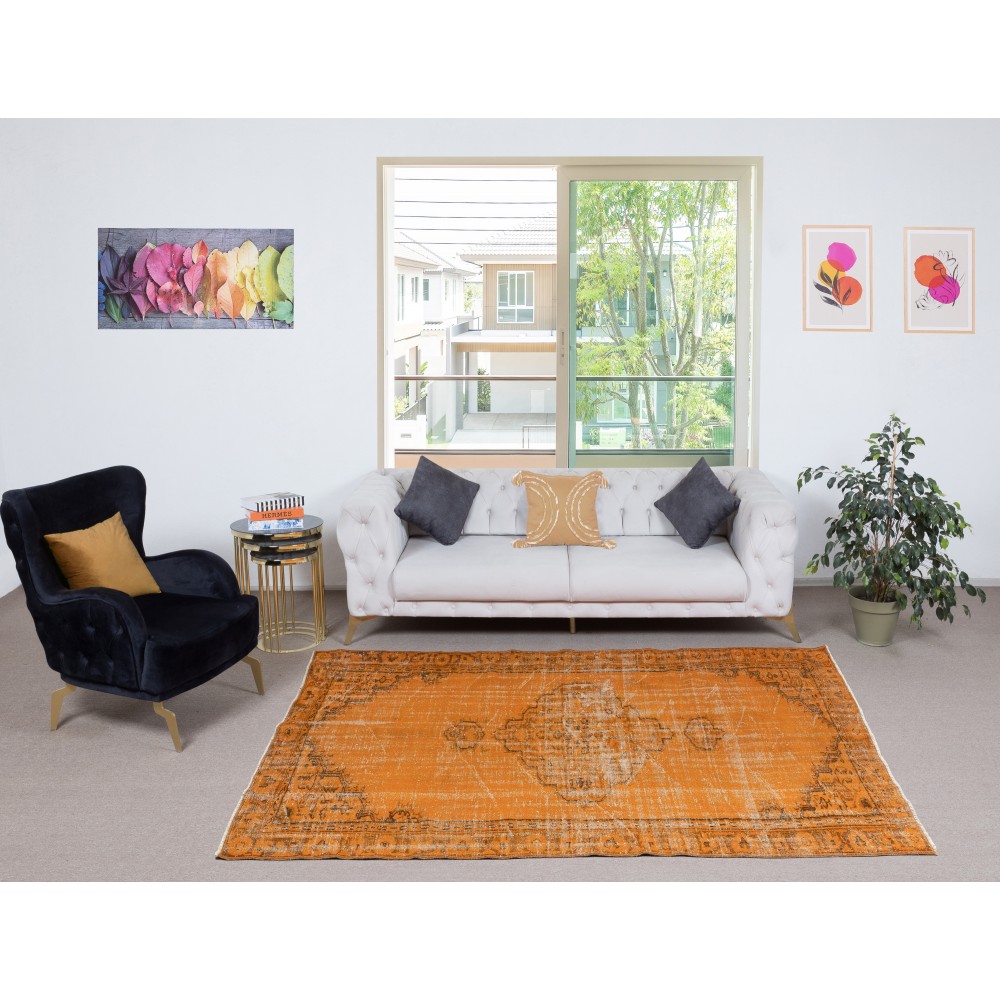 Orange Handmade Turkish Area Rug for Living Room, Entrance, Bedroom, Dining Room & Kids Room Orange Handmade Turkish Area Rug for Living Room, Entrance, Bedroom, Dining Room & Kids Room