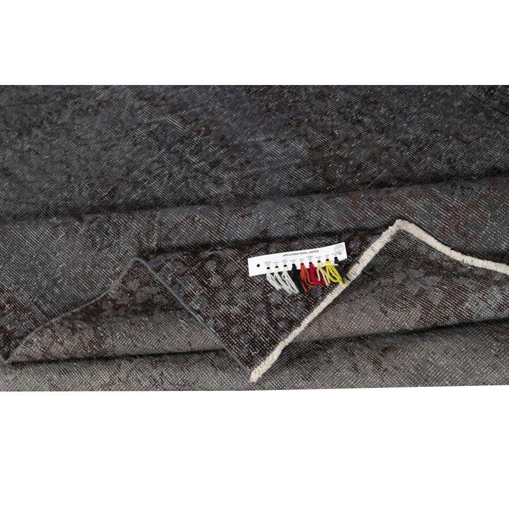 Vintage Handmade Turkish Wool Area Rug Redyed in Gray for Modern Interiors
