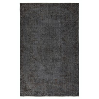 Vintage Handmade Turkish Wool Area Rug Redyed in Gray for Modern Interiors