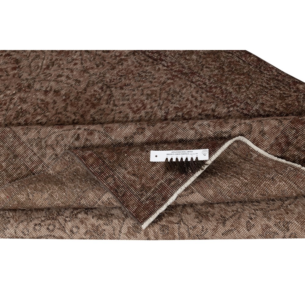 Vintage Handmade Wool Rug. Brown Turkish Area Rug for Modern Home and office