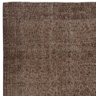 Vintage Handmade Wool Rug. Brown Turkish Area Rug for Modern Home and office