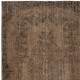 Vintage Handmade Turkish Wool Area Rug Overdyed in Brown for Modern Interiors