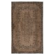 Vintage Handmade Turkish Wool Area Rug Overdyed in Brown for Modern Interiors