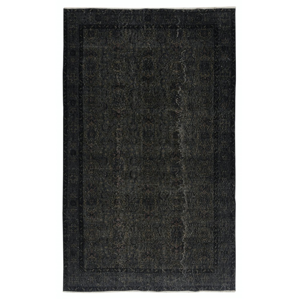 Overdyed Black Wool Rug. Handmade Turkish Vintage Area Rug for Living Room Overdyed Black Wool Rug. Handmade Turkish Vintage Area Rug for Living Room