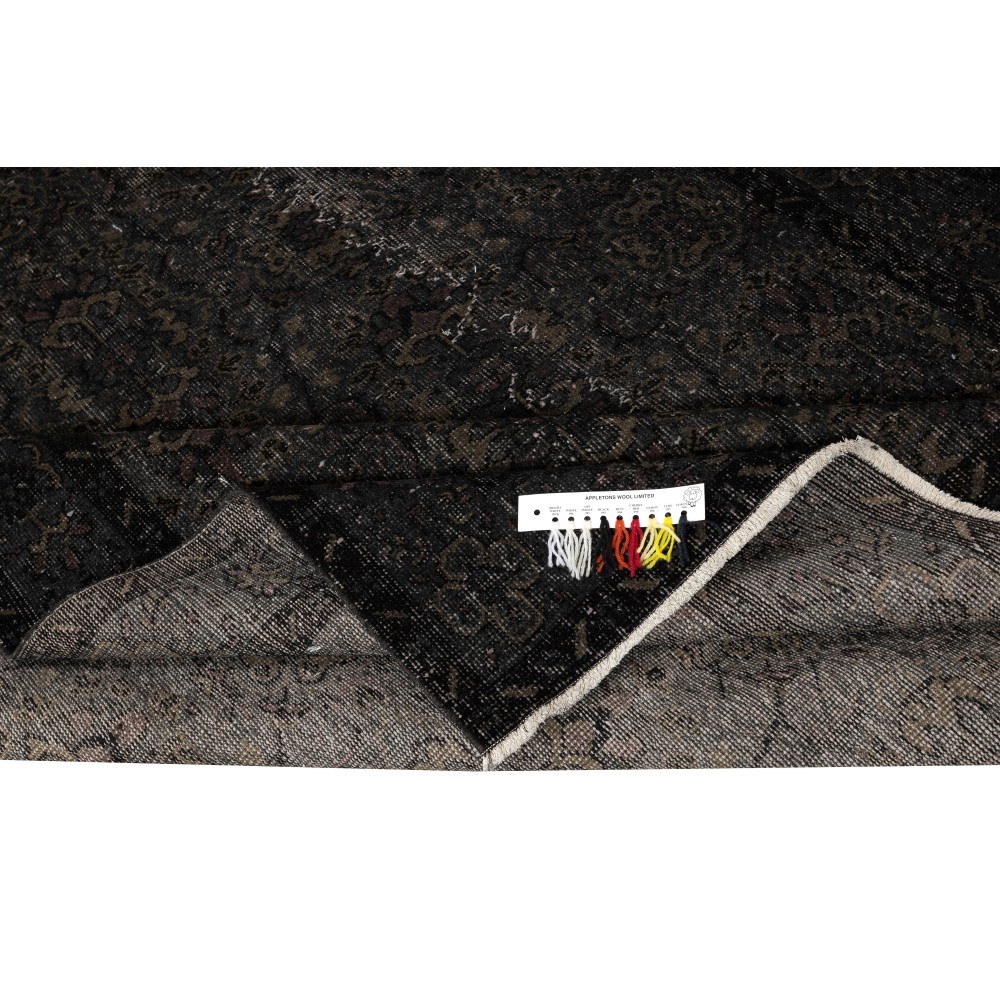 Overdyed Black Wool Rug. Handmade Turkish Vintage Area Rug for Living Room Overdyed Black Wool Rug. Handmade Turkish Vintage Area Rug for Living Room