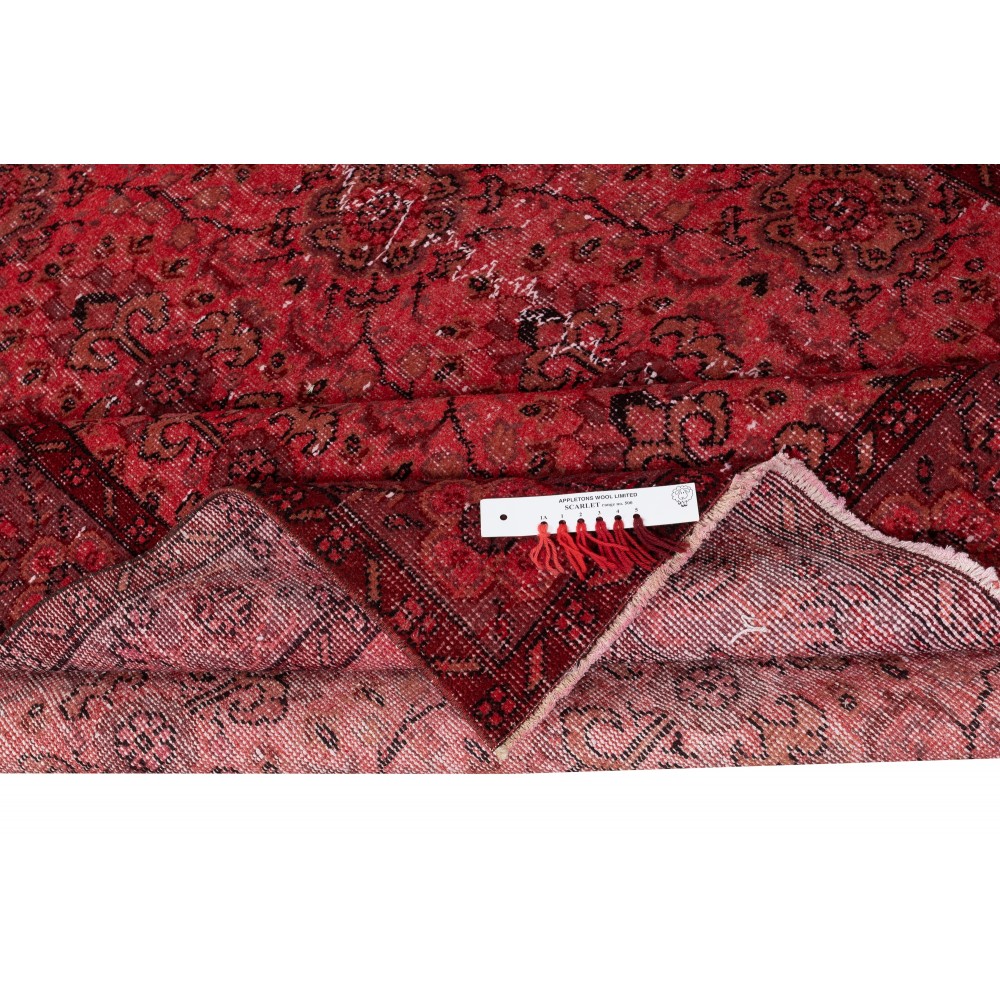 Red Overdyed Wool Rug. Vintage Turkish Handmade Area Rug for Bedroom Red Overdyed Wool Rug. Vintage Turkish Handmade Area Rug for Bedroom