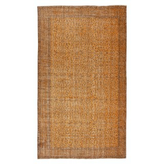 Vintage Handmade Turkish Wool Area Rug Redyed in Orange for Modern Interiors