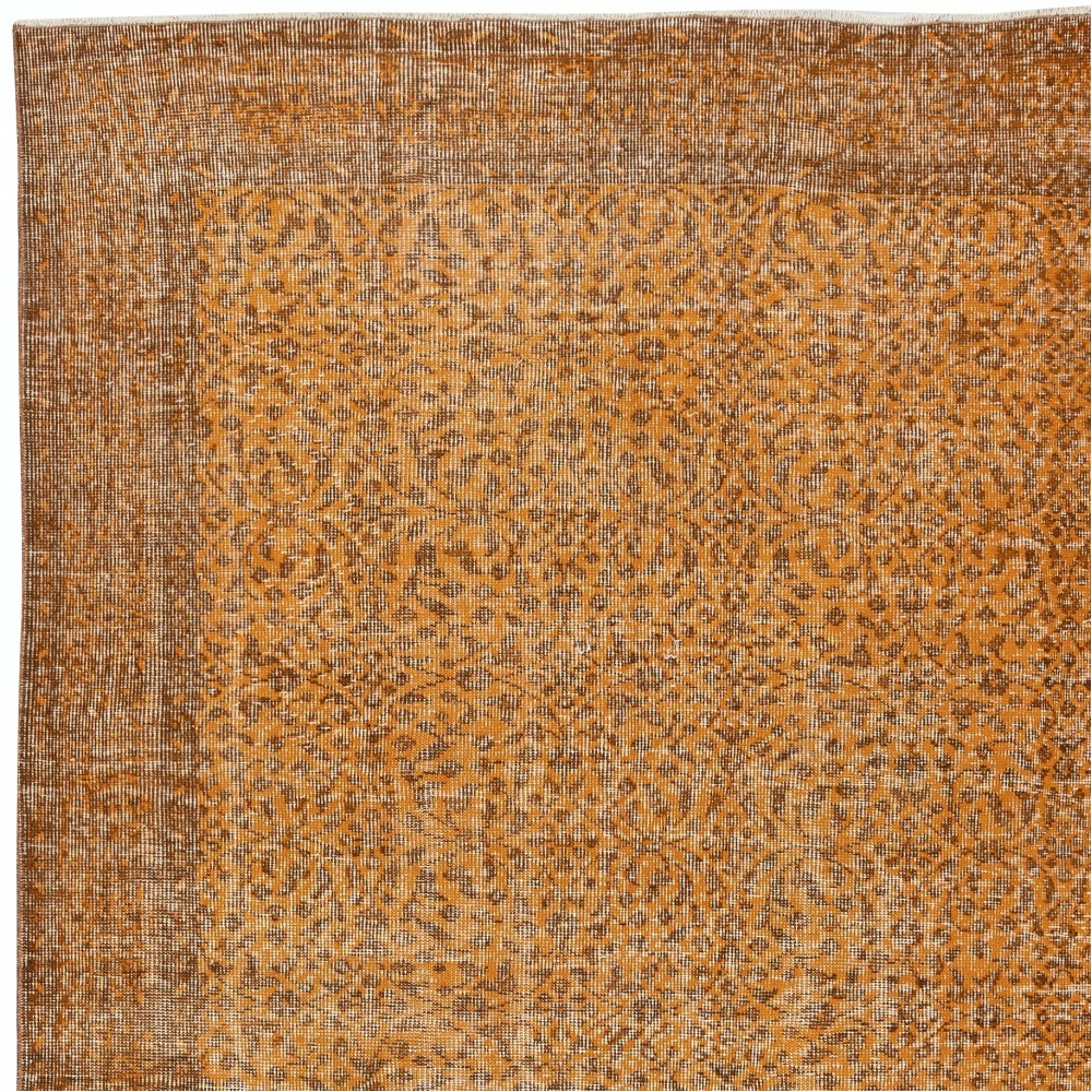 Vintage Handmade Turkish Wool Area Rug Redyed in Orange for Modern Interiors Vintage Handmade Turkish Wool Area Rug Redyed in Orange for Modern Interiors