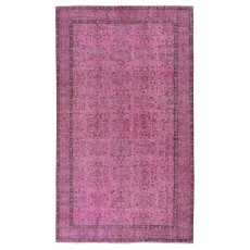Modern Pink Turkish Rug. Vintage Handmade Wool Area Rug