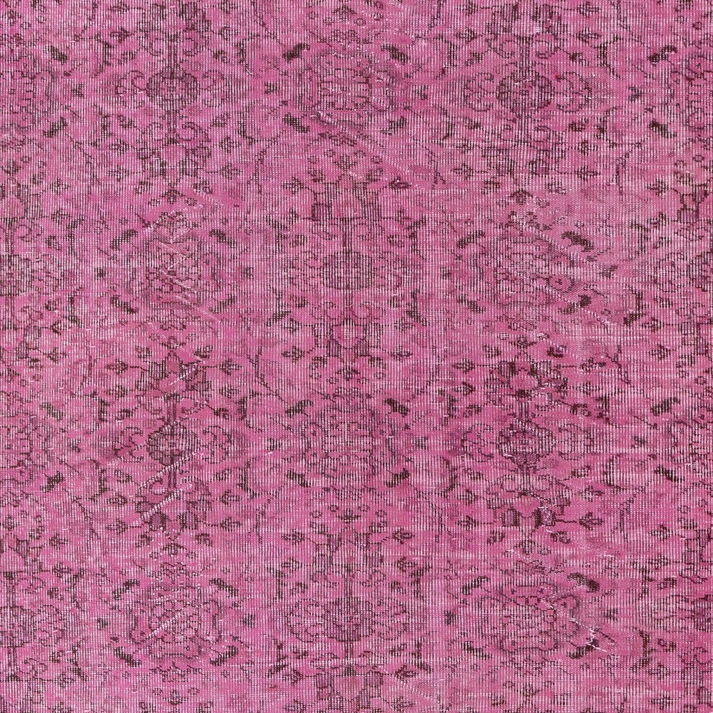 Modern Pink Turkish Rug. Vintage Handmade Wool Area Rug