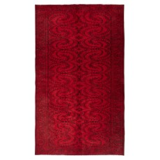 Hand-knotted Vintage Turkish Wool Area Rug Overdyed in Red for Modern Interiors