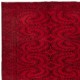 Hand-knotted Vintage Turkish Wool Area Rug Overdyed in Red for Modern Interiors