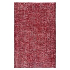 Handmade Turkish Wool Rug. Vintage Red Overdyed Area Rug for Living Room