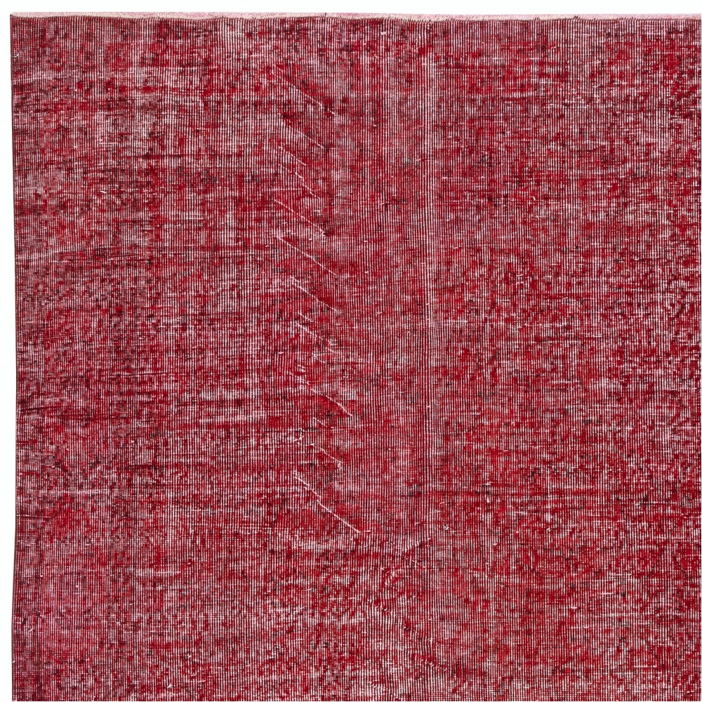 Handmade Turkish Wool Rug. Vintage Red Overdyed Area Rug for Living Room Handmade Turkish Wool Rug. Vintage Red Overdyed Area Rug for Living Room