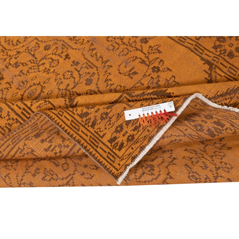Orange Redyed Vintage Rug for Modern Living Room. Handknotted and Handwoven in Turkey Orange Redyed Vintage Rug for Modern Living Room. Handknotted and Handwoven in Turkey