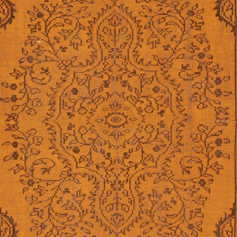Orange Redyed Vintage Rug for Modern Living Room. Handknotted and Handwoven in Turkey Orange Redyed Vintage Rug for Modern Living Room. Handknotted and Handwoven in Turkey