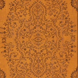 Orange Redyed Vintage Rug for Modern Living Room. Handknotted and Handwoven in Turkey