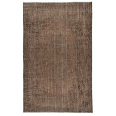 Vintage Handmade Turkish Wool Area Rug Redyed in Brown for Modern Interiors