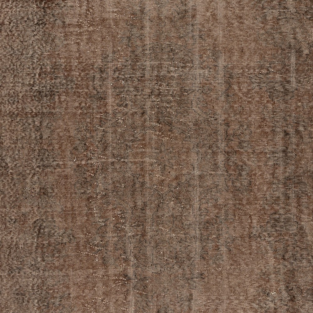Vintage Handmade Turkish Wool Area Rug Redyed in Brown for Modern Interiors