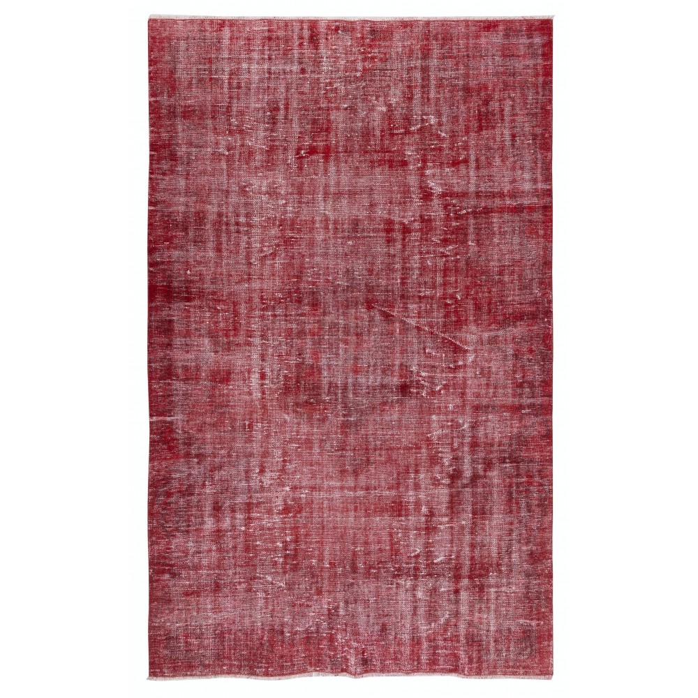 Vintage Handmade Wool Rug. Red Turkish Area Rug for Modern Home Vintage Handmade Wool Rug. Red Turkish Area Rug for Modern Home