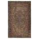 Handmade Turkish Wool Area Rug. Vintage Overdyed Brown Rug for Modern Home
