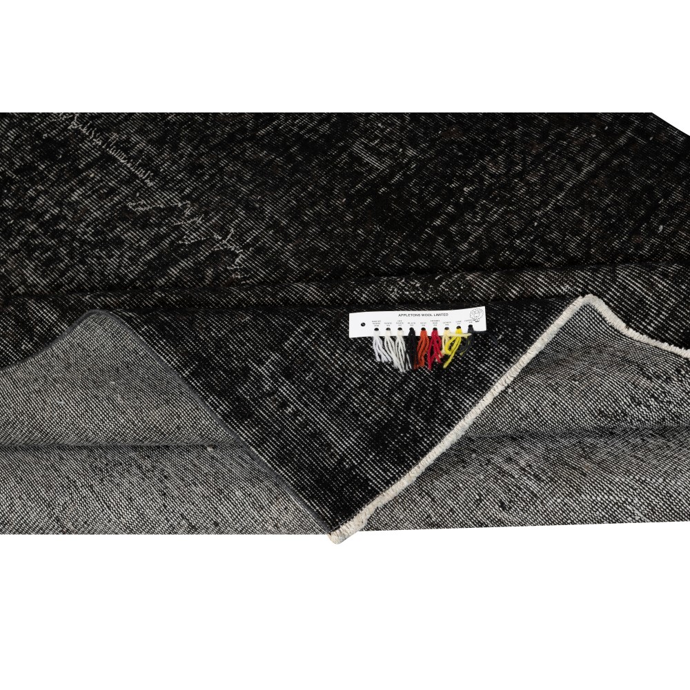 Handmade Turkish Wool Area Rug. Vintage Overdyed Black Rug for Modern Home Handmade Turkish Wool Area Rug. Vintage Overdyed Black Rug for Modern Home