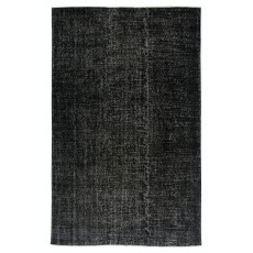 Handmade Turkish Wool Area Rug. Vintage Overdyed Black Rug for Modern Home