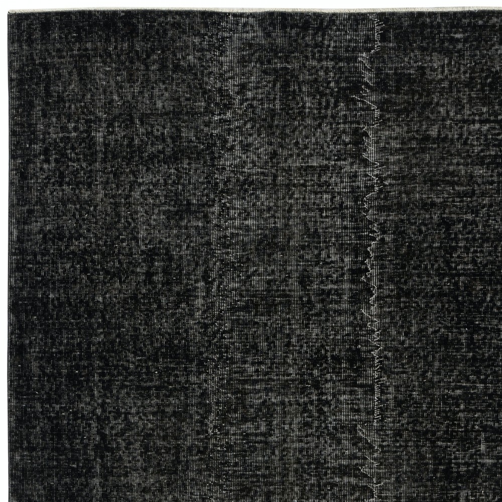 Handmade Turkish Wool Area Rug. Vintage Overdyed Black Rug for Modern Home Handmade Turkish Wool Area Rug. Vintage Overdyed Black Rug for Modern Home
