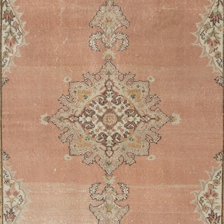 Farmhouse Style Vintage Turkish Rug. One-of-a-kind Handmade Wool Area Carpet for Country Homes