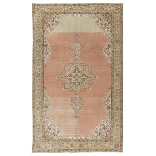 Farmhouse Style Vintage Turkish Rug. One-of-a-kind Handmade Wool Area Carpet for Country Homes
