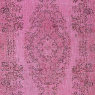 Overdyed Pink Wool Rug. Handmade Turkish Vintage Area Rug for Living Room