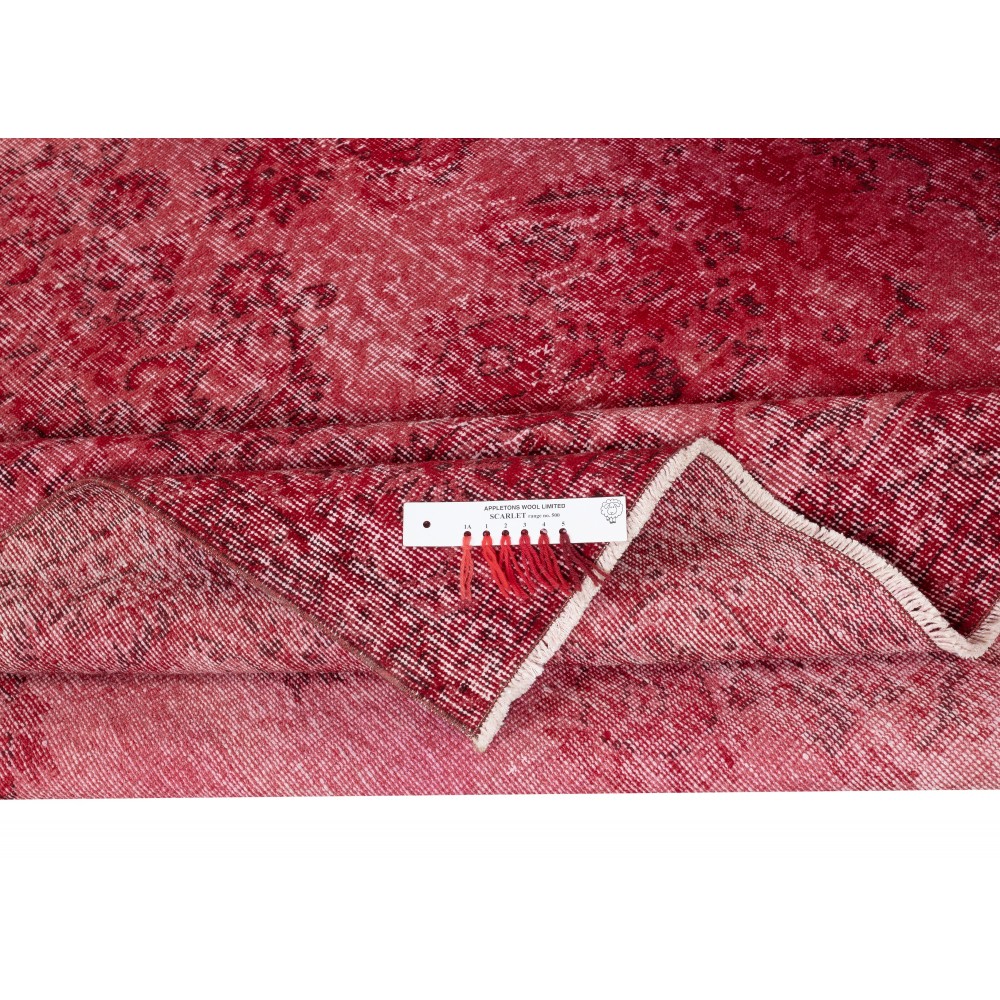 Red Overdyed Vintage Area Rug, Handwoven and Handknotted in Turkey for Contemporary Interiors Red Overdyed Vintage Area Rug, Handwoven and Handknotted in Turkey for Contemporary Interiors