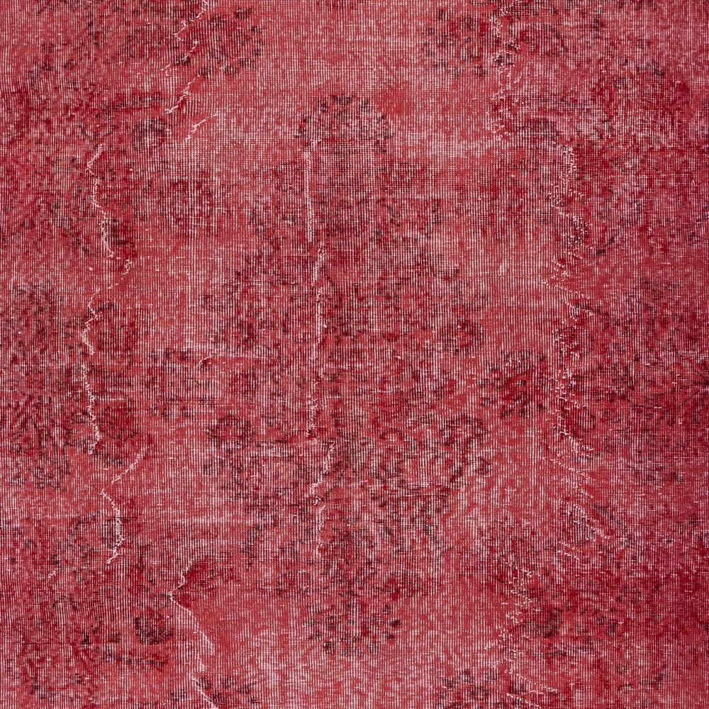 Red Overdyed Vintage Area Rug, Handwoven and Handknotted in Turkey for Contemporary Interiors Red Overdyed Vintage Area Rug, Handwoven and Handknotted in Turkey for Contemporary Interiors