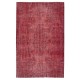 Red Overdyed Vintage Area Rug, Handwoven and Handknotted in Turkey for Contemporary Interiors Red Overdyed Vintage Area Rug, Handwoven and Handknotted in Turkey for Contemporary Interiors
