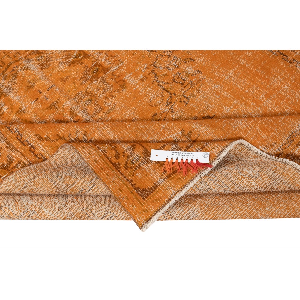 Orange Redyed Vintage Wool Rug for Modern Interiors. Handknotted and Handwoven in Turkey Orange Redyed Vintage Wool Rug for Modern Interiors. Handknotted and Handwoven in Turkey
